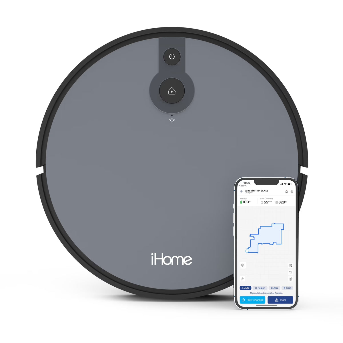 Ihome Autovac Juno Robot Vacuum, Mapping Technology, Strong Suction, 120 Min Runtime, App + Remote Control, New