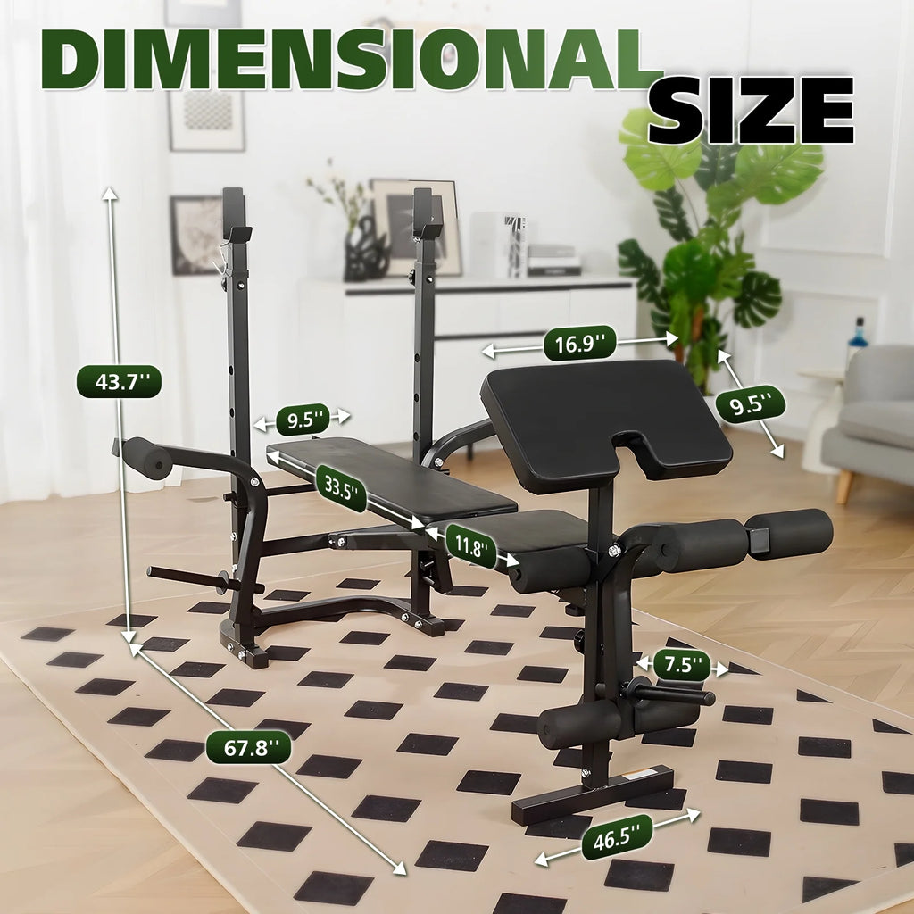 Mikolo Adjustable Weight Bench Set, 800 lb 6 in 1 Full Body Workout Weight Bench with Leg Extension, Multi - Function Strength Training Bench Press Set for Home Gym
