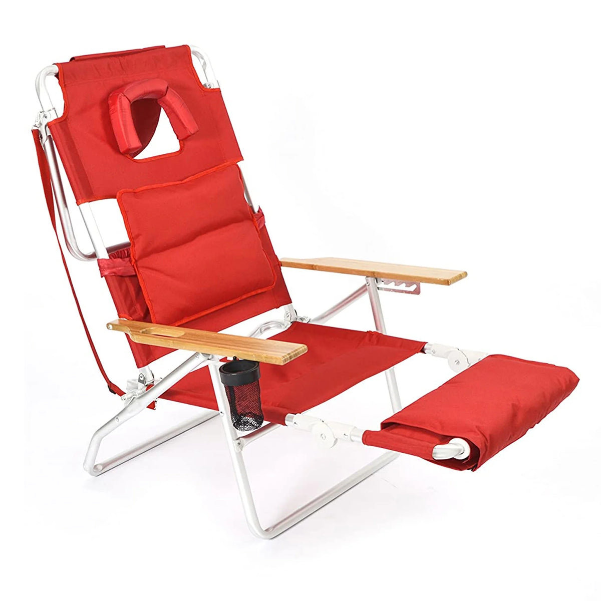 Ostrich Deluxe 3N1 Lightweight Outdoor Beach Lounge Chair W/Footrest, Pink