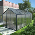 VEIKOUS 10' x 6' Walk-In Greenhouse for Patio w/ Aluminum Frame, Lockable Door and Window, Gray, Size: 6' x 10'