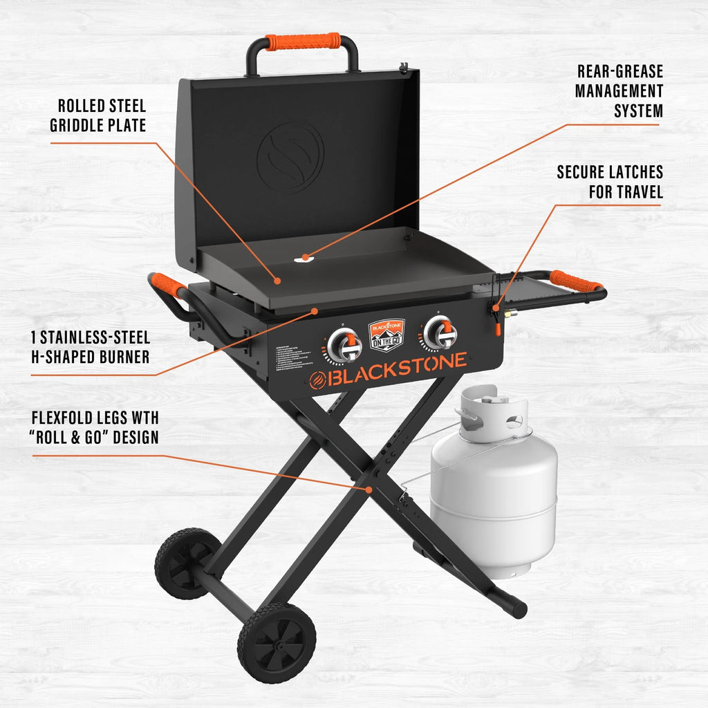 Blackstone on the Go 2 - Burner 22" Scissor Cart Griddle with Hood Propane