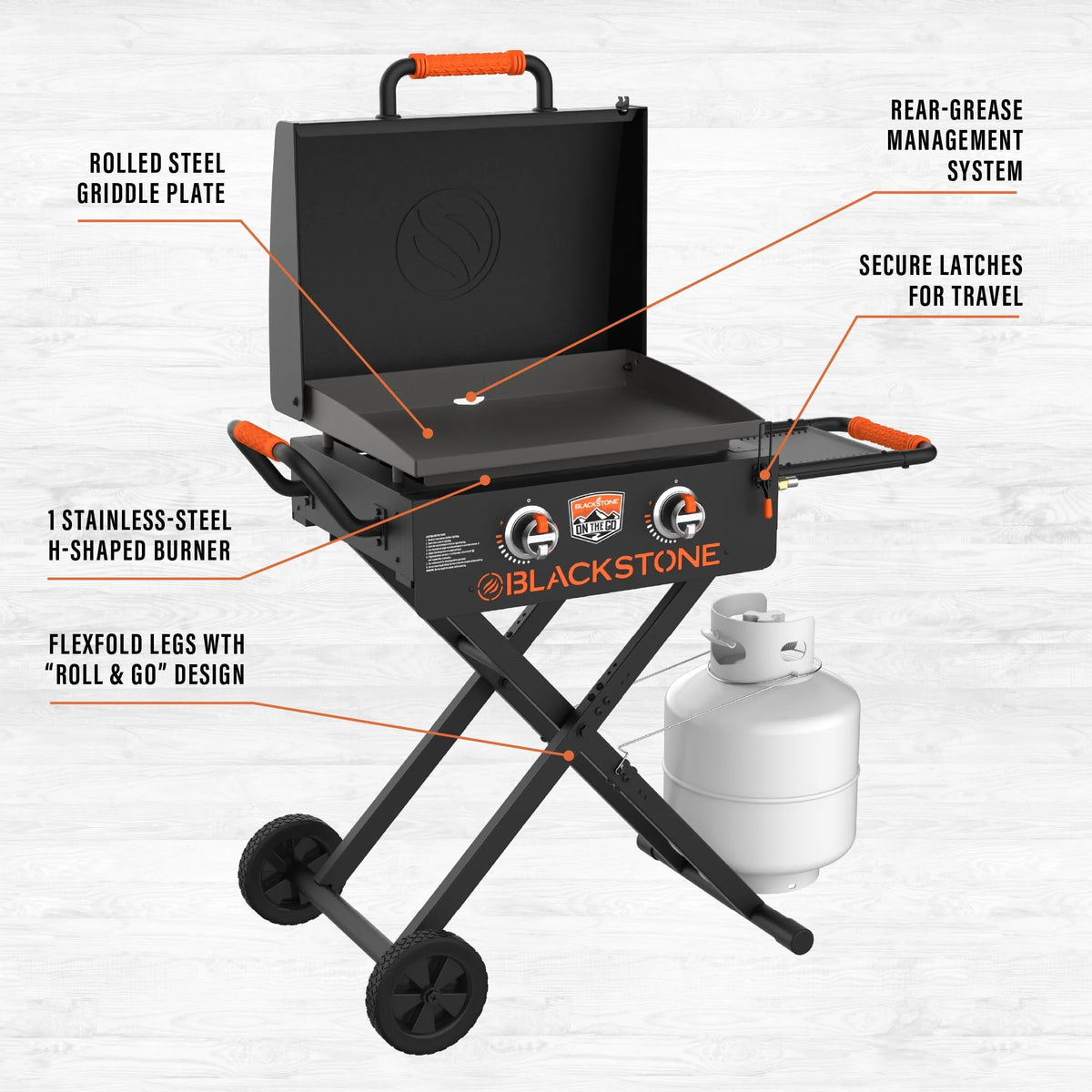 Blackstone on the Go 2 - Burner 22" Scissor Cart Griddle with Hood Propane