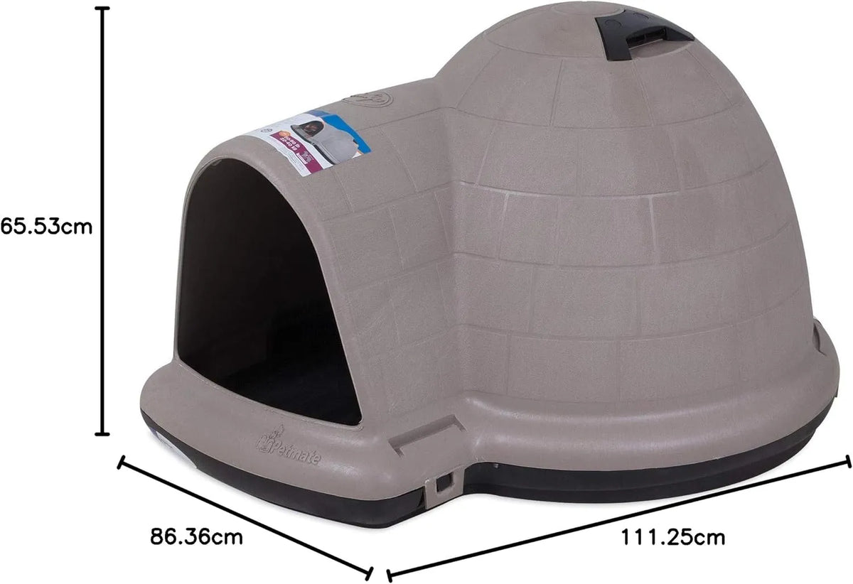 Petmate Indigo Dog House (Igloo Dog House. Made in USA with 90% Recycled Materials. All-Weather Protection Pet Shelter) for XL Dogs -90 to 125 pounds. Made in USA