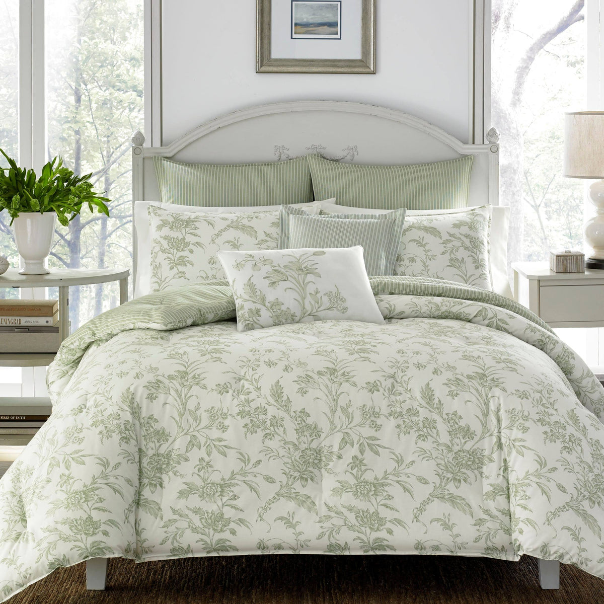 Laura Ashley Natalie Duvet Cover Set Green Full/Queen