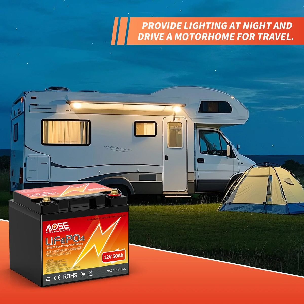 12V 50ah LiFePO4 Battery, Deep Cycles Lithium Battery for RV, Solar, Backup Power & Off Grid, 10 Years Lifetime, Not Car Starter