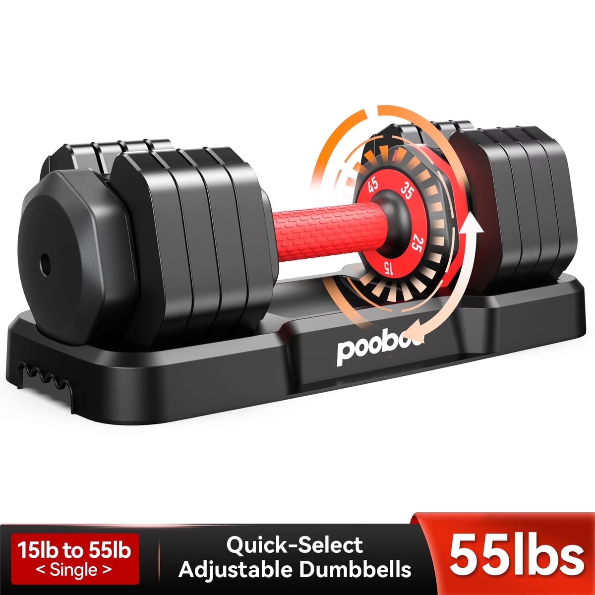 (1 Pair) LNOW 50 lb Quick Select Adjustable Dumbbells for Home Gym 5 in 1 Free Weights 5/10/15/20/25 lb/50 lb Dumbbell with Anti - Slip Handle, Suitable for Home Gym Exercise Equipment