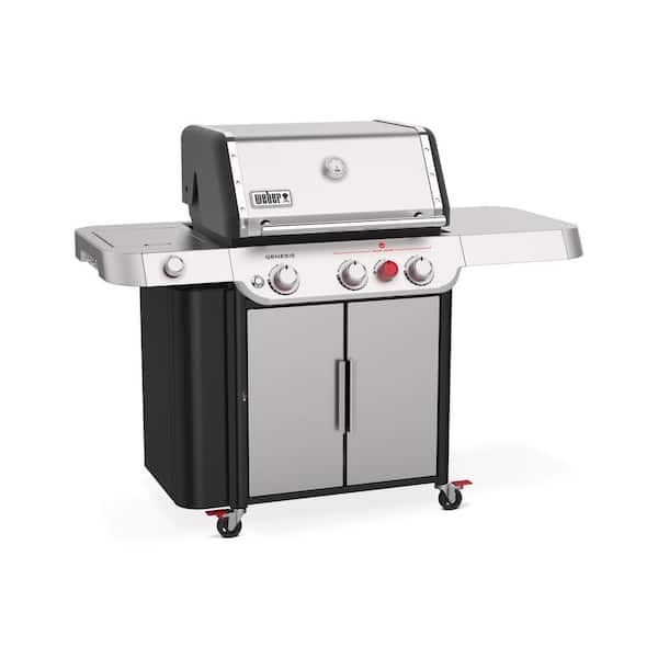 Genesis S-335 3-Burner Propane Gas Grill in Stainless Steel with Side Burner