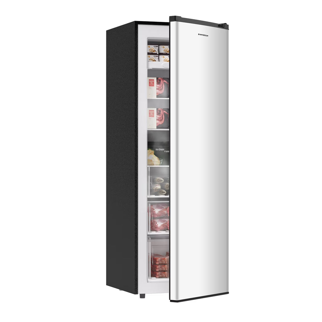 BANGSON Upright Freezer, 7.0 Cu.ft Freestanding Freezer, Convertible Upright Freezer/Refrigerator, Single Door for Kitchen, Office, Apartment, Silver