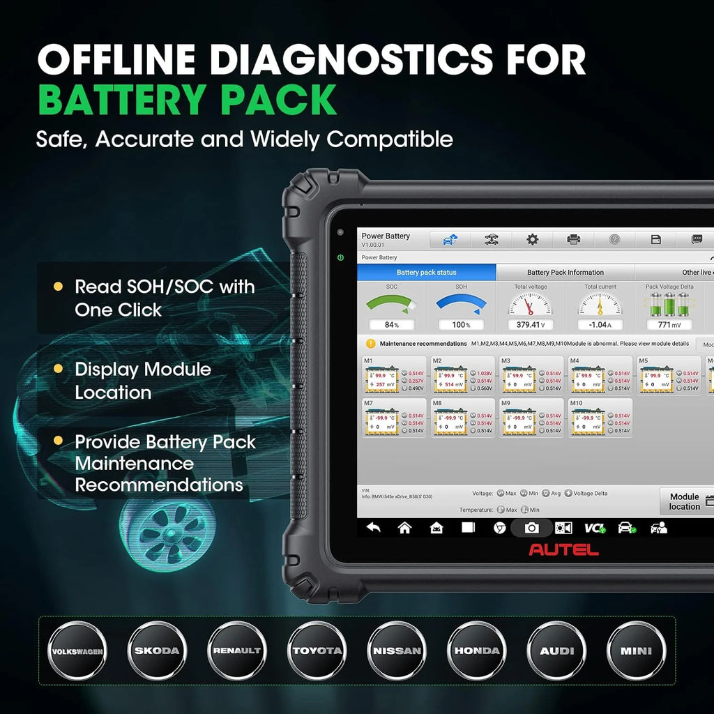 Autel Maxisys Ultra EV OBD2 Scanner, Diagnostic Scan Tool, High Voltage Battery Pack Analysis, Motor Truspeed Repair, Better Ultra MS919 MS909, W/Evdiag Box, ECU Programming, 5 - in - 1 VCMI, 40+ Reset
