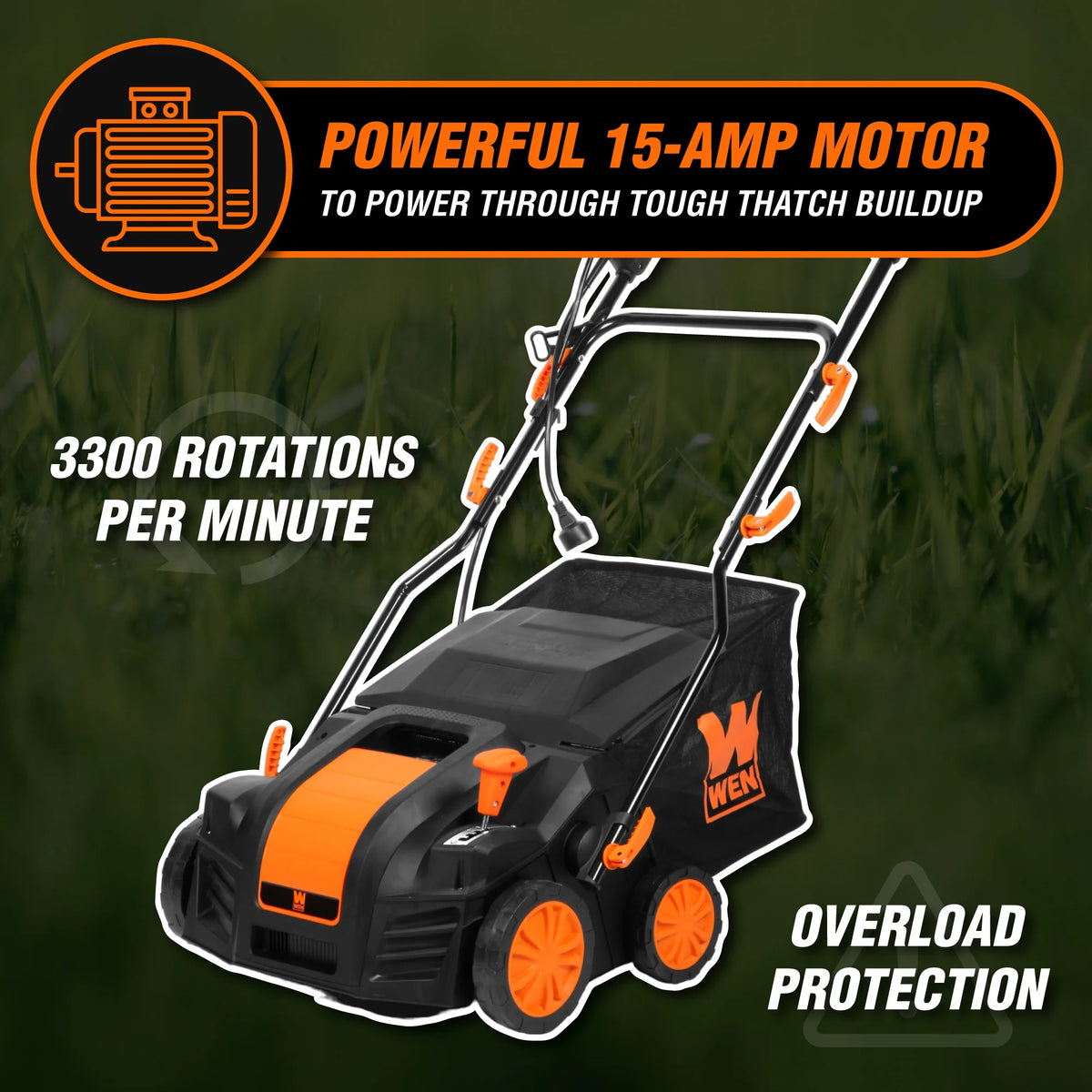 WEN 2 in 1 16 15 Amp Corded Electric Self Propelled Walk - Behind Dethatcher and Scarifier