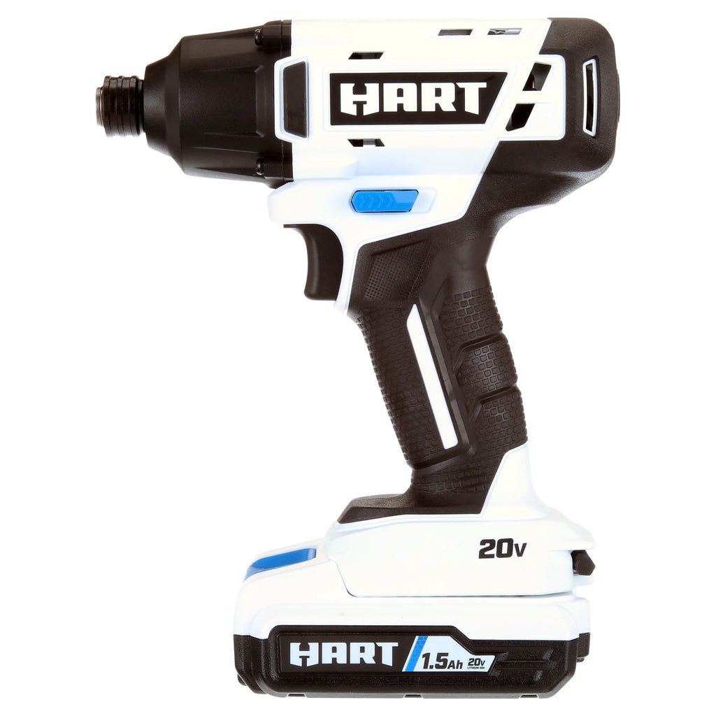 HART 20 - Volt Cordless 1/4" Hex Chuck Impact Driver Kit, (2) 1.5ah Lithium - Ion Batteries, Gen 2