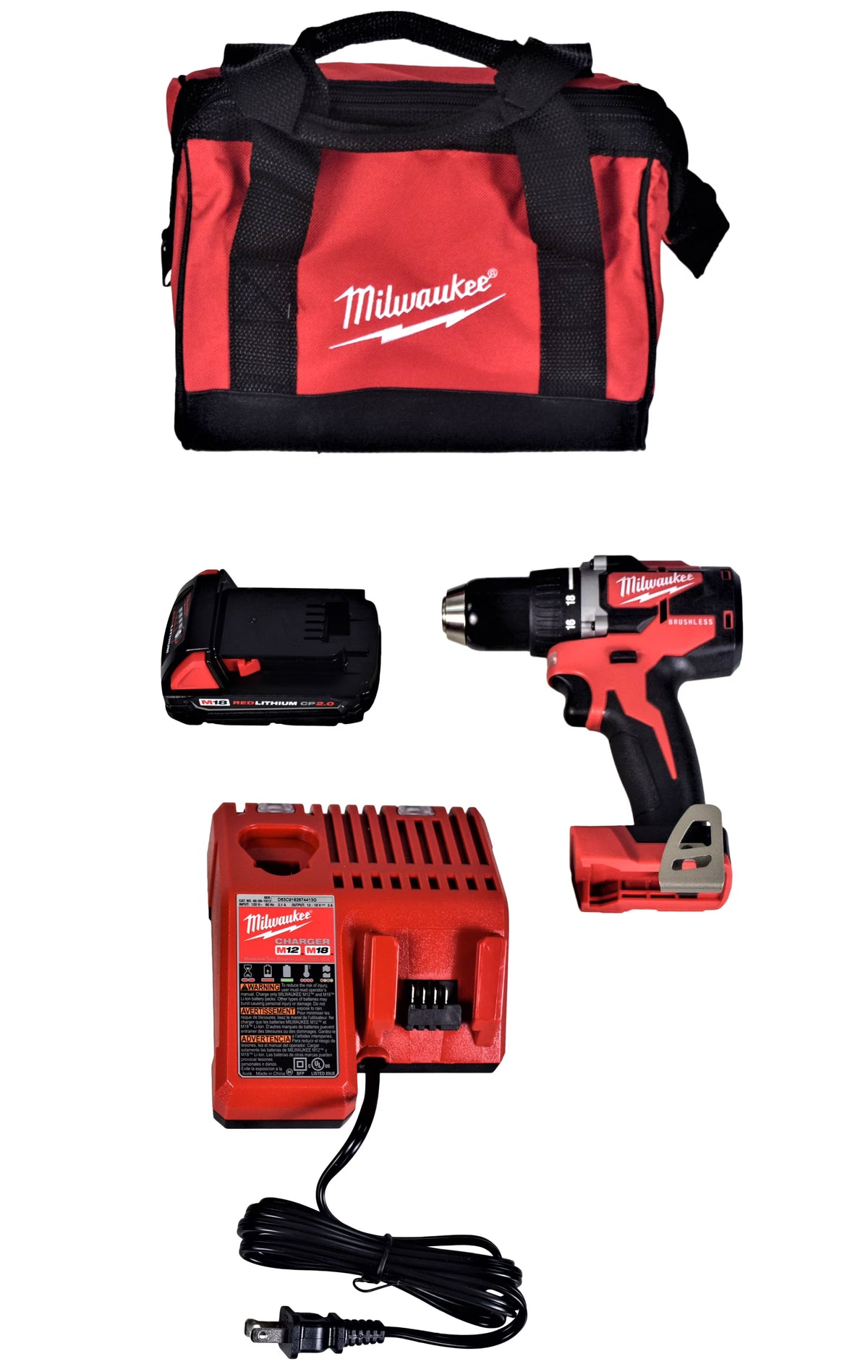 Milwaukee M18 18V Li - Ion Compact Brushless Cordless 1/2 In. Drill/Driver Kit