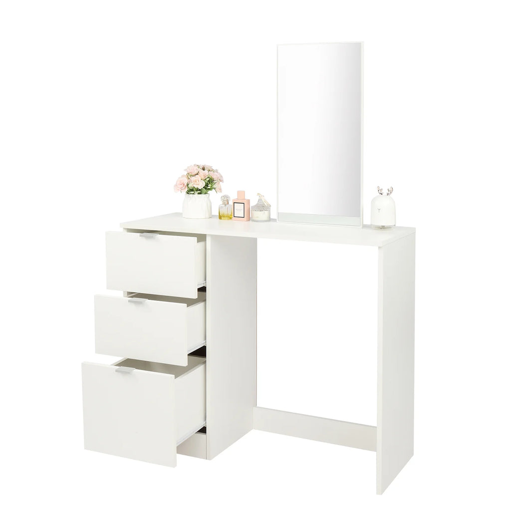 Ktaxon Vanity Set with 3 Color Lighted Mirror, Makeup Table with 6 Drawers, Dressing Table Makeup Desk with Stool, White