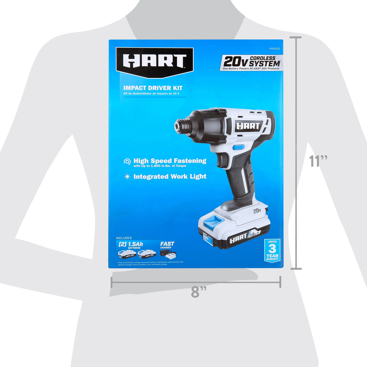 HART 20 - Volt Cordless 1/4" Hex Chuck Impact Driver Kit, (2) 1.5ah Lithium - Ion Batteries, Gen 2