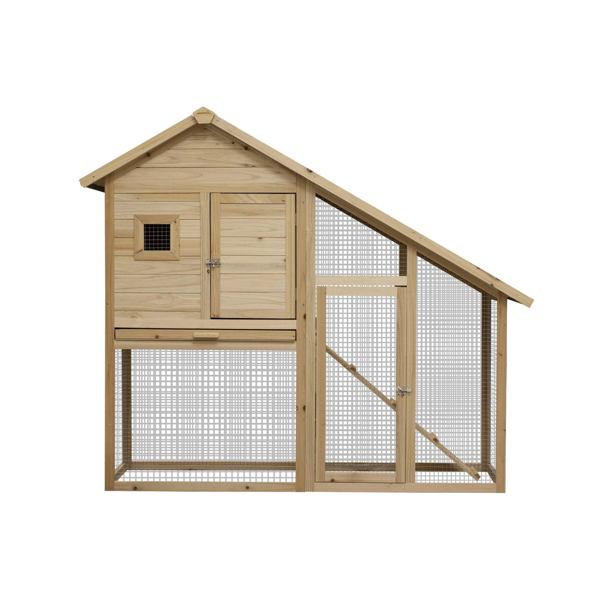 Pefilos 55" 2 Story Rabbit Hutch with Ramp, Tray, Wood Bunny Cage Poultry Chicken Coops, Beige