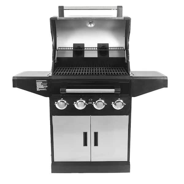 Flavor Pro 4-Burner Propane. Wood Gas Grill with Multi-Fuel Flavor Drawer in Silver
