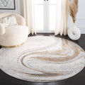 Ozturk Abstract Gray Area Rug Wrought Studio Rug Size: Round 6'7"
