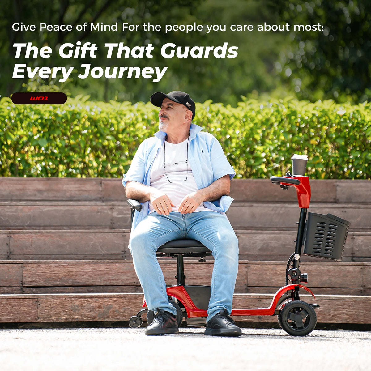 Iscooter 4 Wheel Mobility Scooter for Seniors, Wider Seats & Foldale Electric Wheelchair Device for Travel, Upgraded for Superior Performance, Red