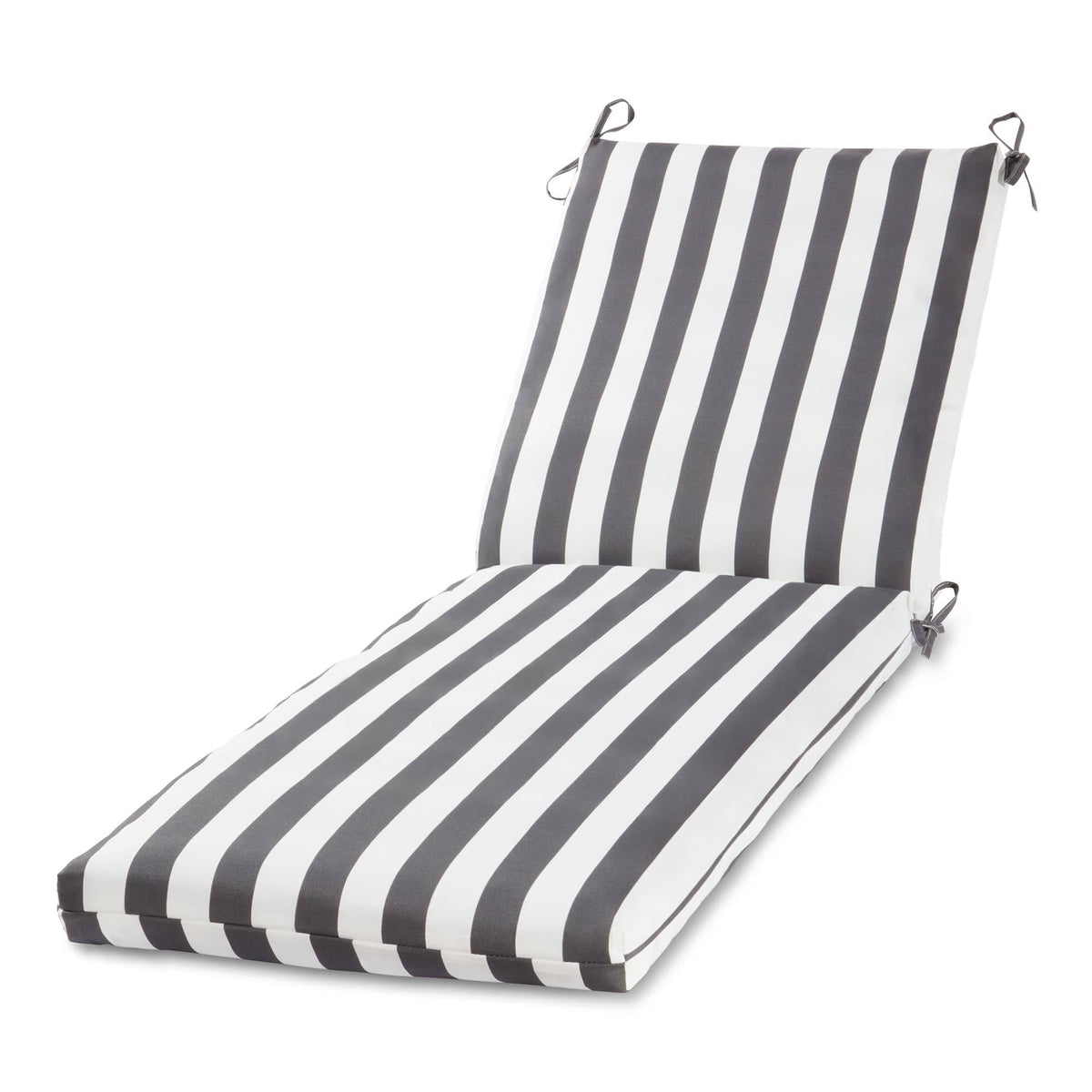 Greendale Home Fashions Outdoor Reversible Chaise Lounge Chair Cushion, Gray Stripe