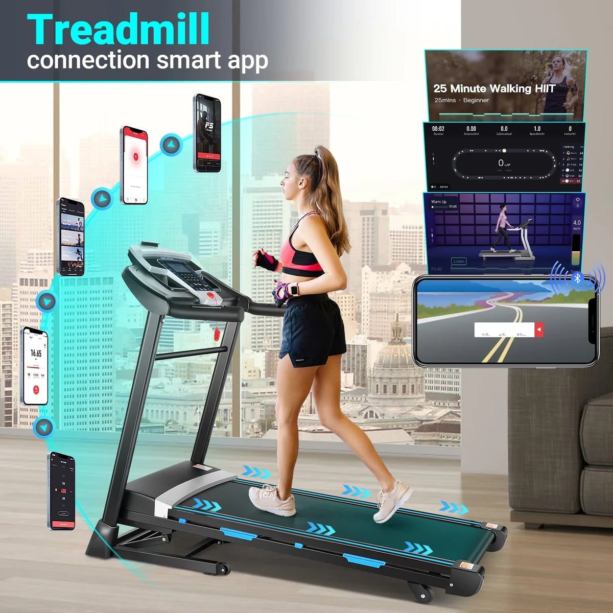 Tikmboex Folding Treadmill with 15% Auto Incline 9.0 Mph Speed 12 Preset Program, Strong 3.25HP Motor Running Machine for Cardio Fitness, Black 300 lb