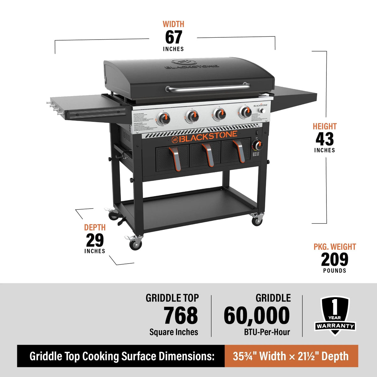 4 - Burner 36" Griddle with Air Fryer and Hood