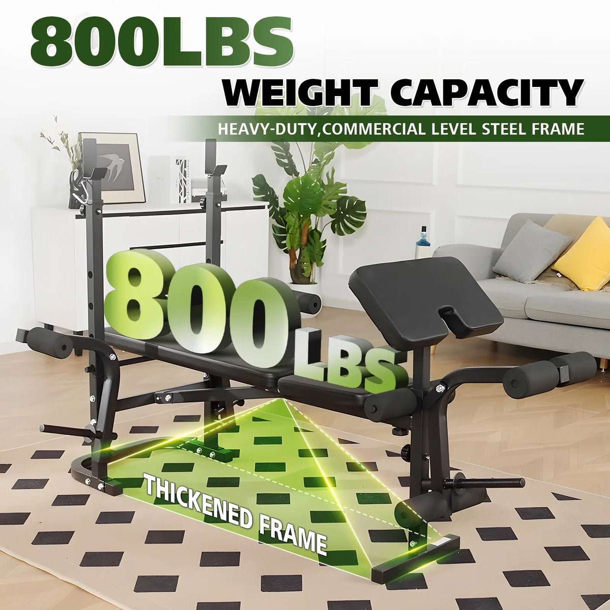 Mikolo Adjustable Weight Bench Set, 800 lb 6 in 1 Full Body Workout Weight Bench with Leg Extension, Multi - Function Strength Training Bench Press Set for Home Gym