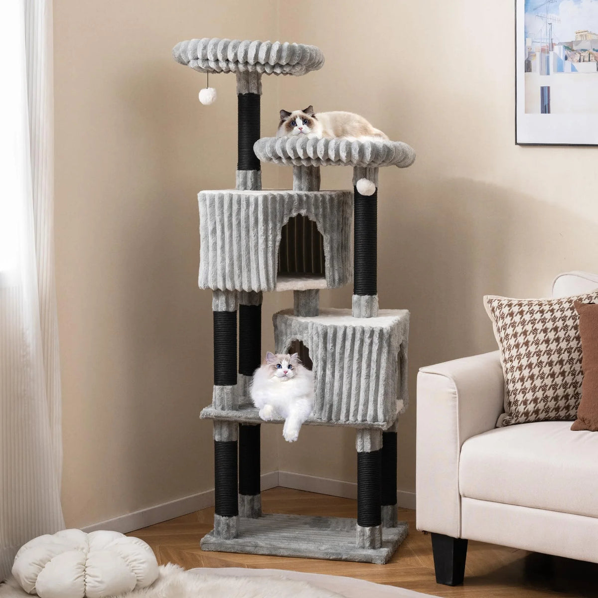 Tangkula 62 Inch Tall Cat Tower with Scratching Posts