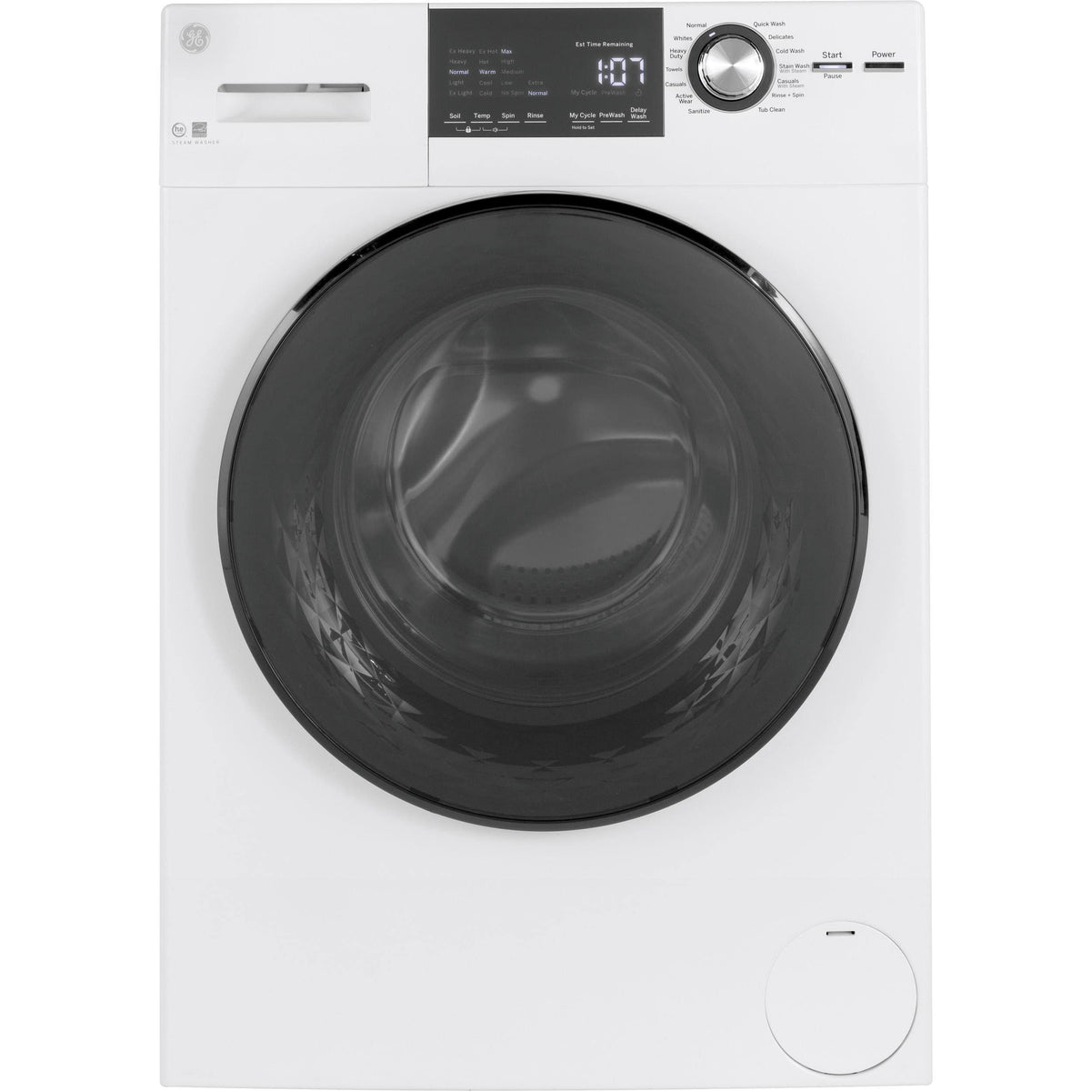 GE GFW148SSMWW 2.4 Cu.Ft. White Front Load Washer with Steam - Energy Star
