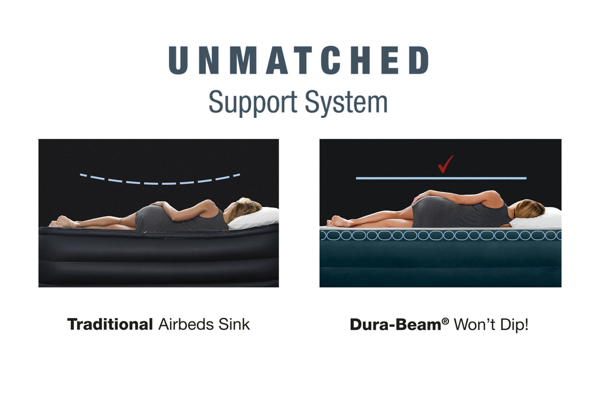 24 Dream Lux Pillow-Top Dura-Beam Airbed Mattress with Internal Pump. King