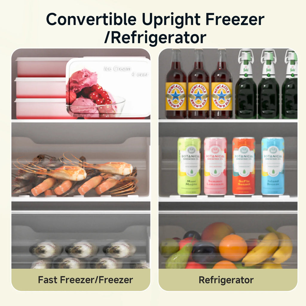 BANGSON Upright Freezer, 7.0 Cu.ft Freestanding Freezer, Convertible Upright Freezer/Refrigerator, Single Door for Kitchen, Office, Apartment, Silver