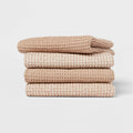 4pk Cotton Waffle Dishcloths Taupe - Threshold