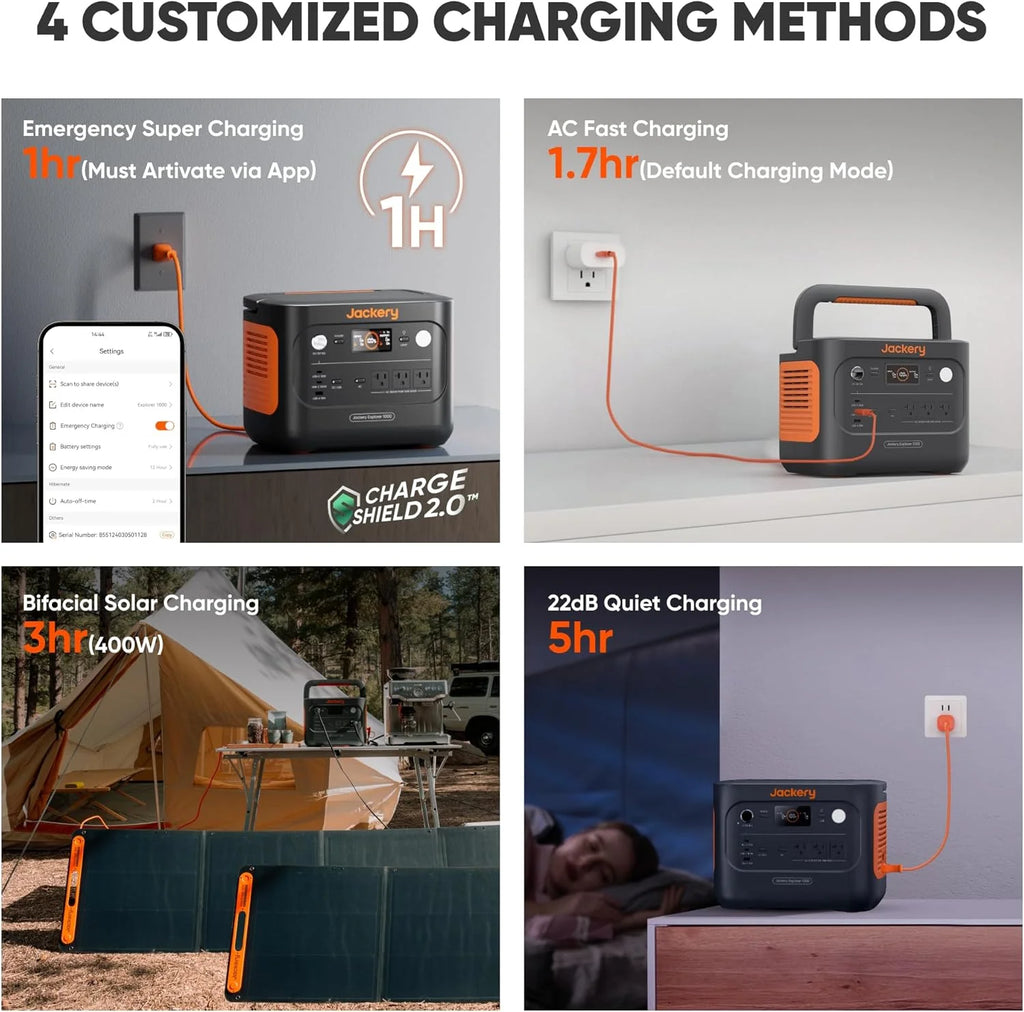 Jackery Explorer 1000 V2 Portable Power Station and 5m DC Extension Cable, 1060wh LiFePO4 Battery, 1500W AC/100W USB - C Output, 1 Hr Fast Charge, Solar Generator for Camping, Emergency, Off - Grid Living