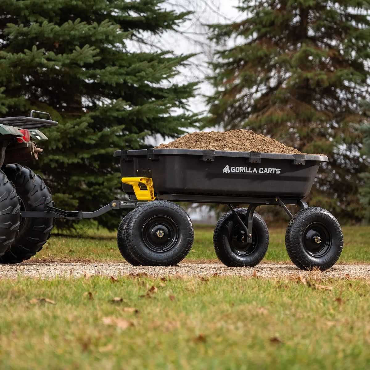 Gorilla Carts 12 cu ft Poly Yard Dump Cart with Quick - Release, 1600 lb Capacity, Black