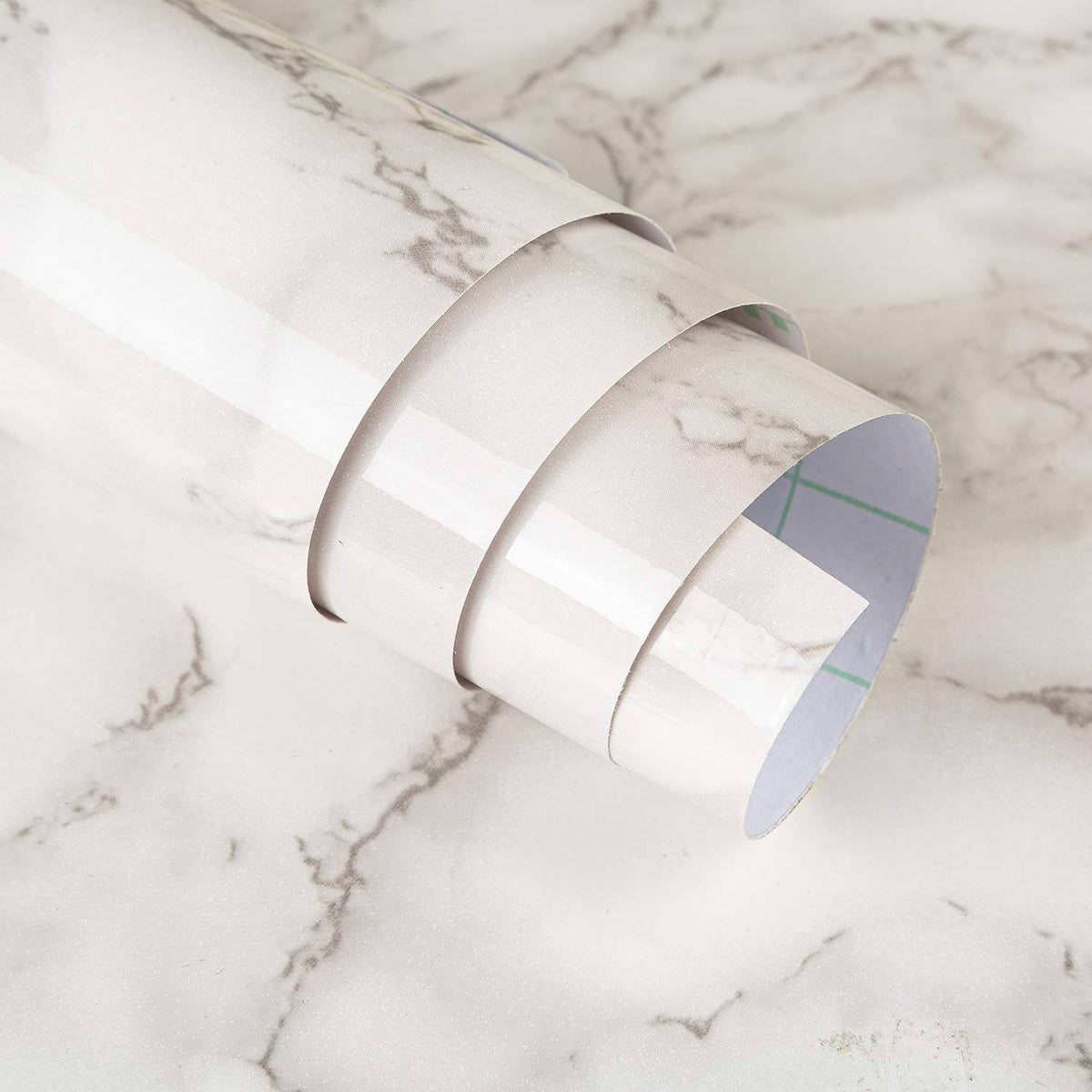 15.74"G393.7" Cream Grey White Marble Contact Paper Vinyl Removable White Granite Wallpaper Stick and Peel Adhesive Wall Paper Sticker Cover for