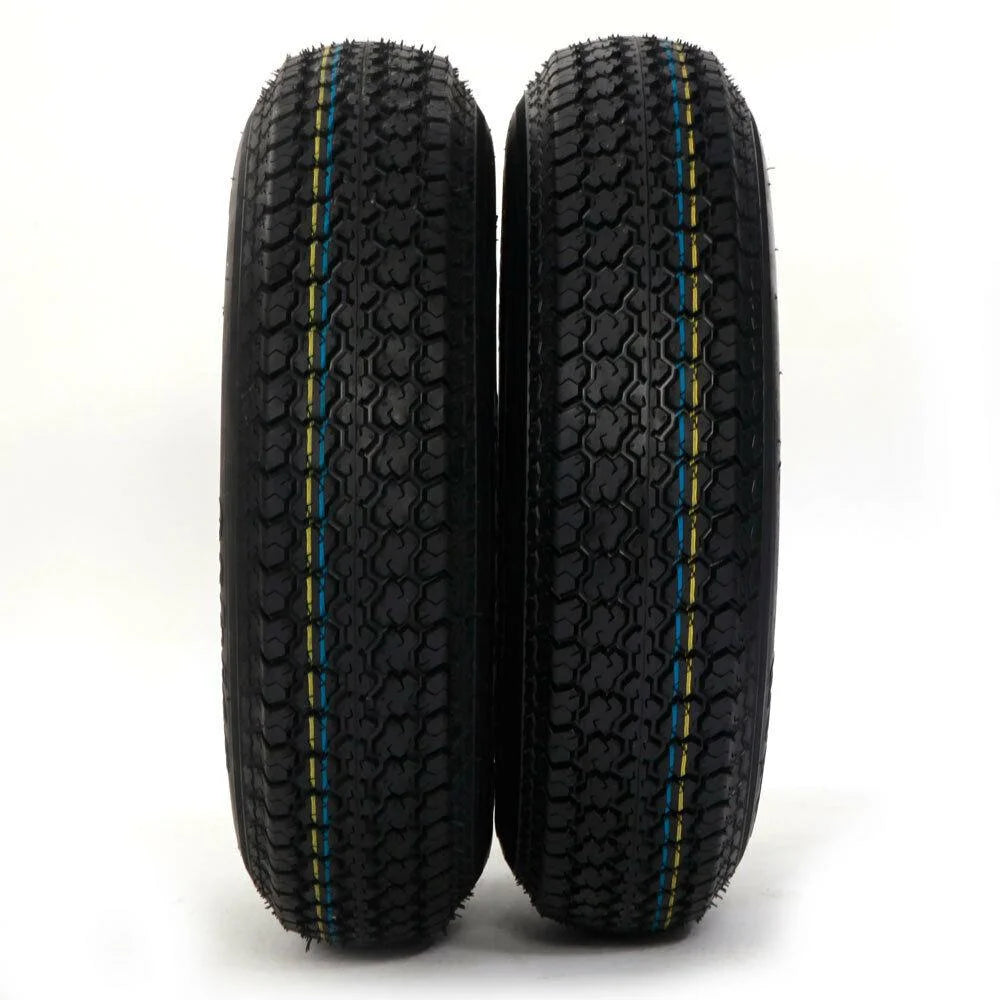 Ktaxon 2PCS Trailer Tires on Rims ST175 - 80D - 13 ST175/80D - 13 6PR H188 5 Lug/4.5" Hole Bolt White Spoke Wheel Tubeless