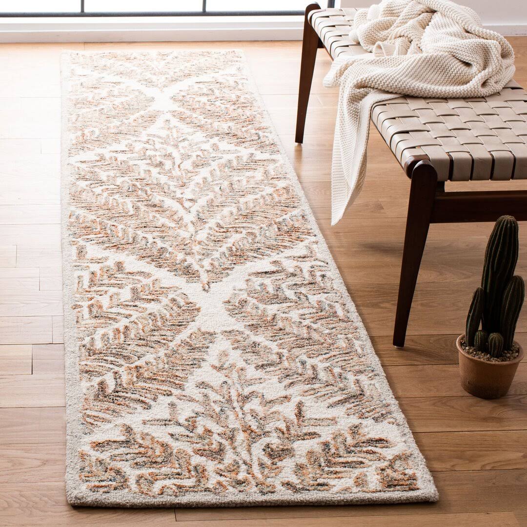 Andresky Ikat Handmade Tufted Wool Ivory/Brown Area Rug Winston Porter Rug Size: Runner 2'3