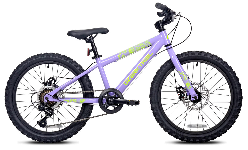 20" Ozark Trail Vibe Mountain Bicycle, 7 Speed, Fits Rider 3'11" - 4'4", Purple, Teen, Unisex