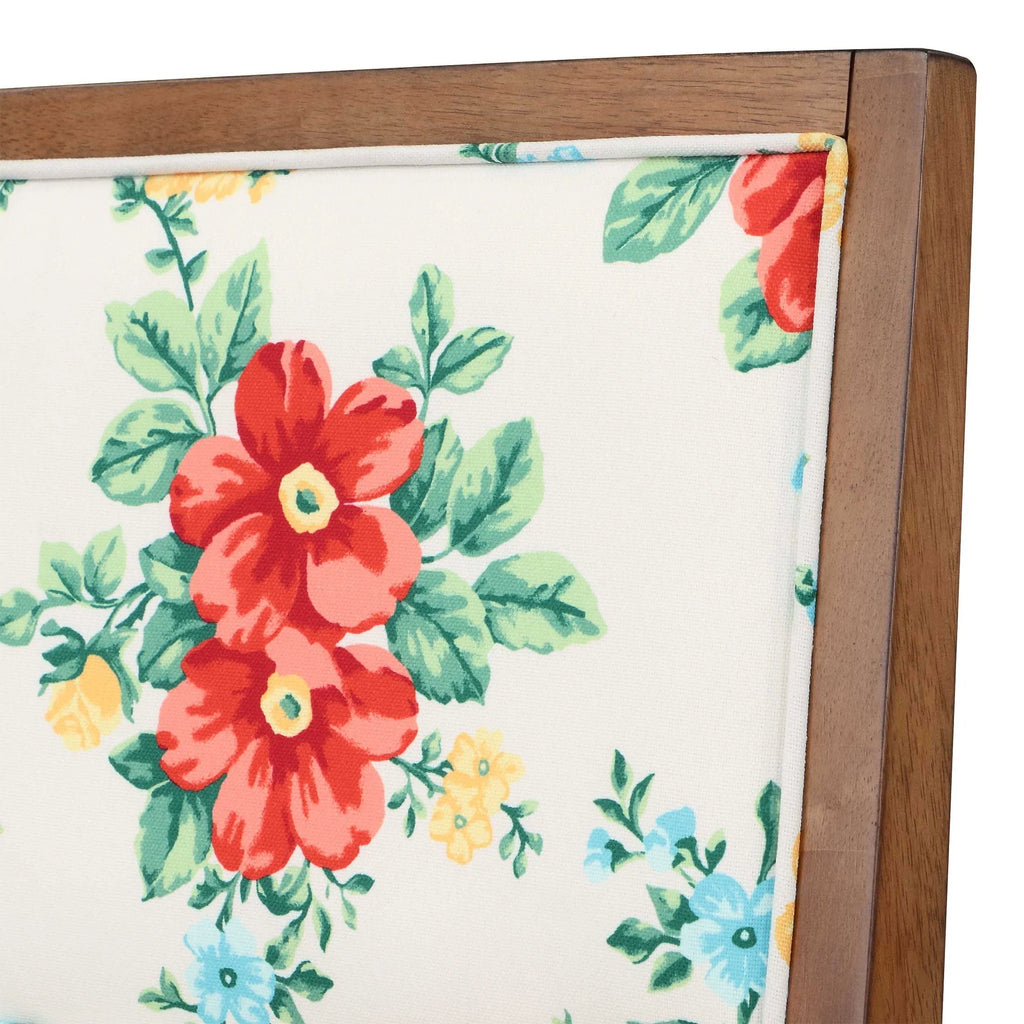 The Pioneer Woman Vintage Floral Bar Stools Made with Solid Wood Frame, Set of 2