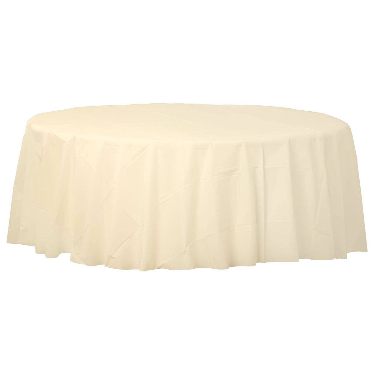Amscan Vanilla Cream Round Plastic Table Cover, 84in Vanilla | Party