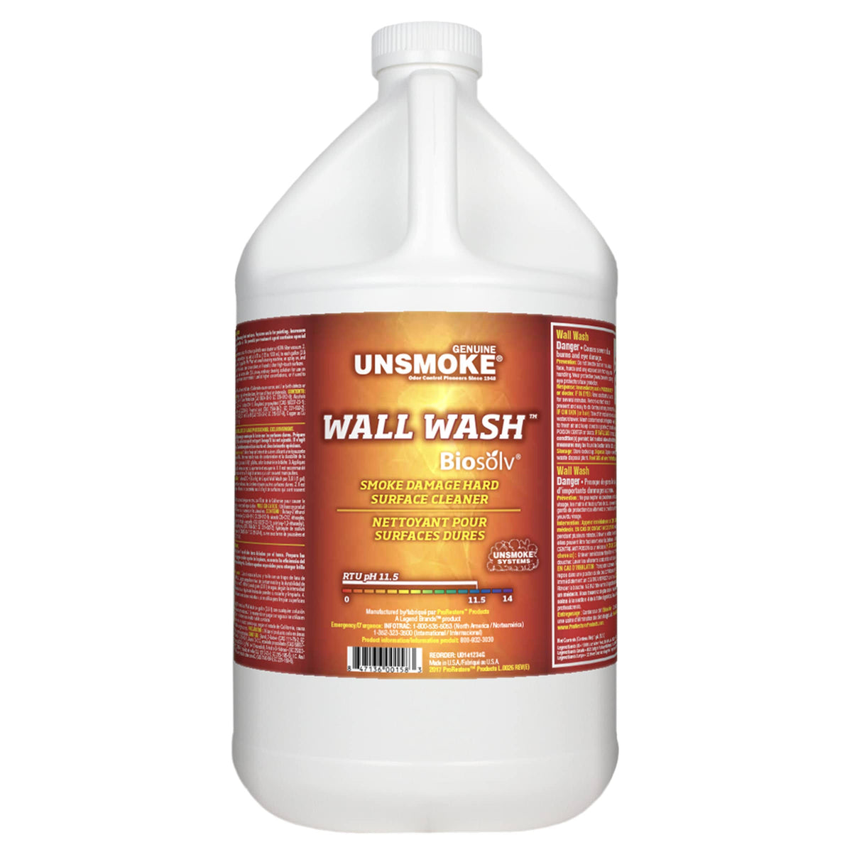 Pro Restore Unsmoke Wall Wash with BioSolv, Cleans Smoke Damaged Hard Surfaces, Removes Grease and Soot, 1 gal.