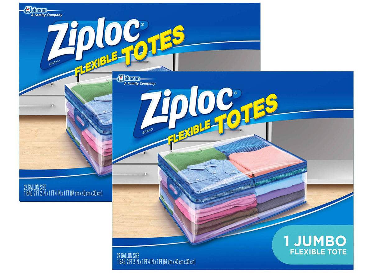 Ziploc Flexible Totes, Jumbo 22 Gallon Qty: 1 Bag (Pack of 2)