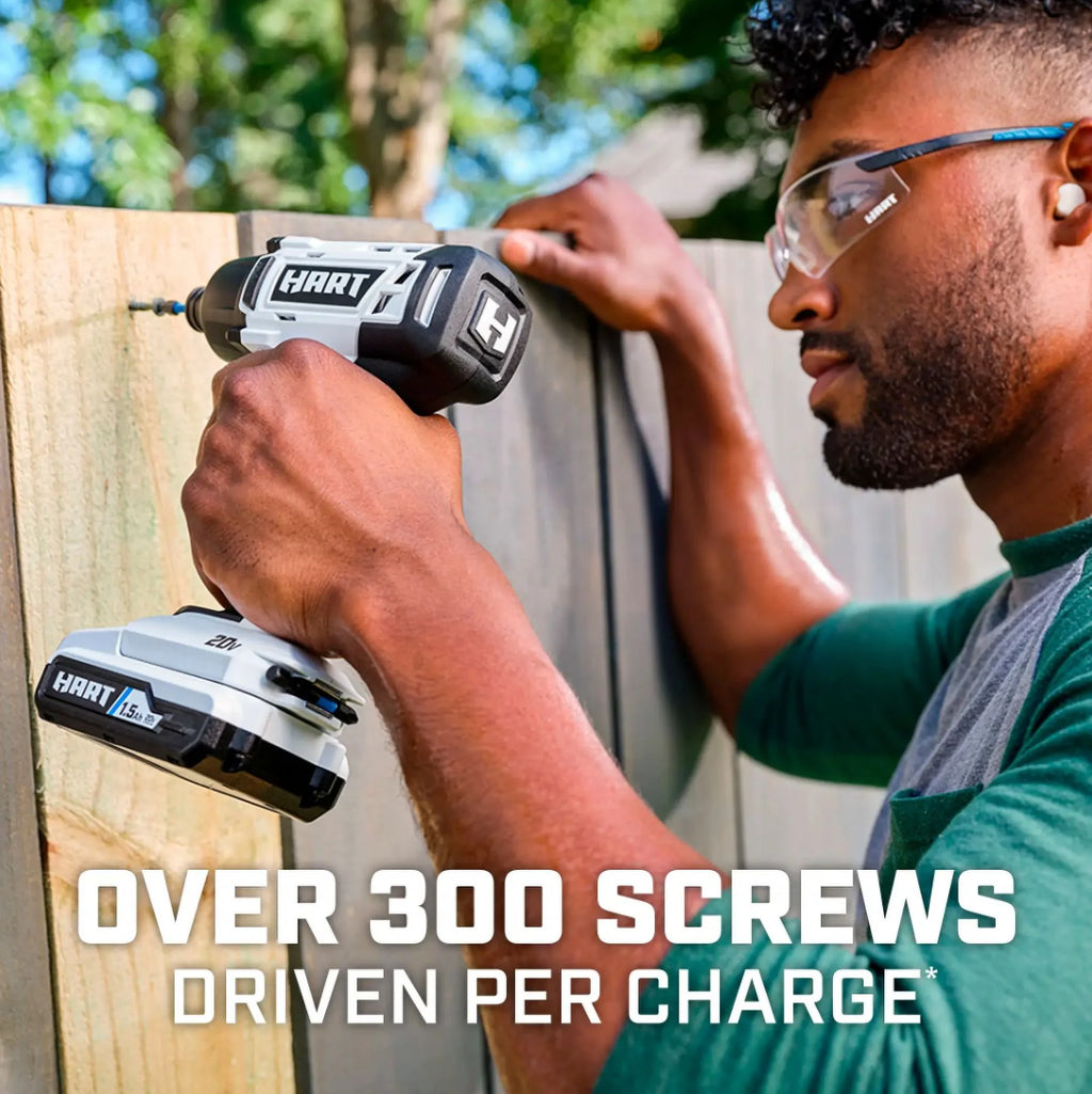 HART 20 - Volt Cordless 1/4" Hex Chuck Impact Driver Kit, (2) 1.5ah Lithium - Ion Batteries, Gen 2
