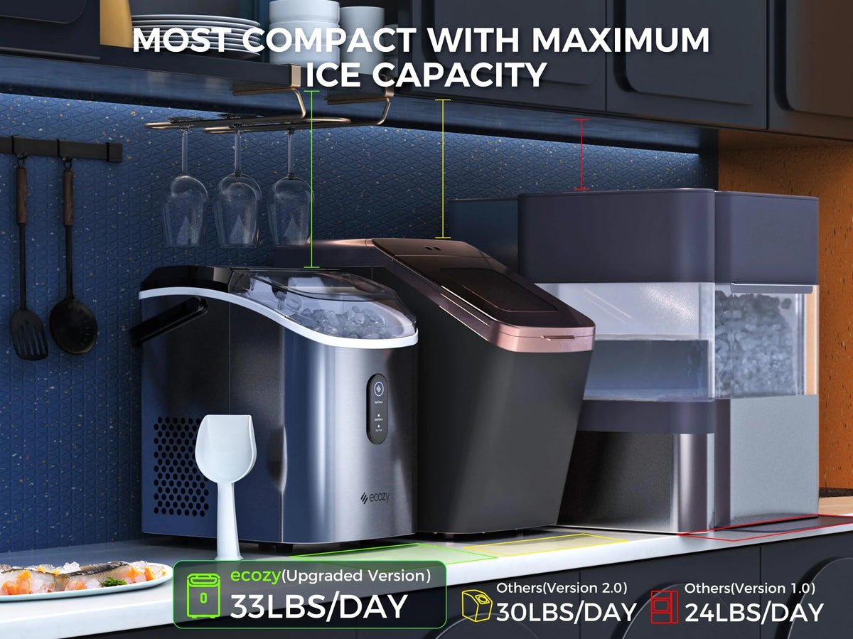 ecozy Nugget Ice Maker Countertop. 33 lbs Daily Output