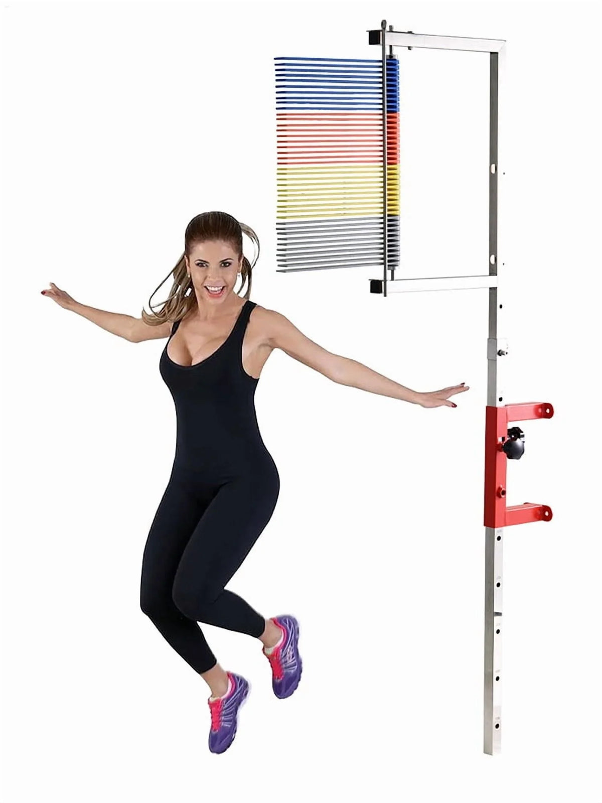 Vertical Jump Tester | Vertical Jump Measurement Tool | 3.9 - 11.5ft Adjustable Vertical Jump Trainer | Wall Mounted Jump Height Measurement Pole | Basketball for Adults & Teenagers Training