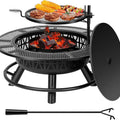 35 Inch Metal Table Cooking Grill Wood-Burning Fire Pit