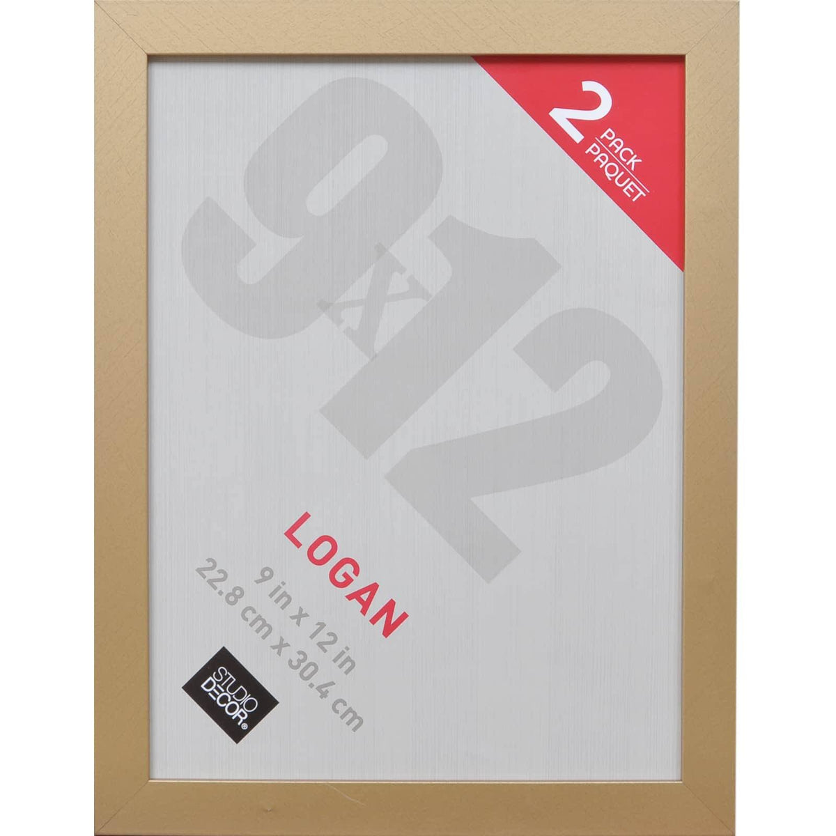 2-Pack Wall Frames, Logan by Studio Dcor 9" x 12" in Gold