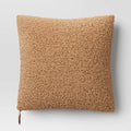 Oversized Teddy Boucle Toss Square Throw Pillow Brown - Threshold