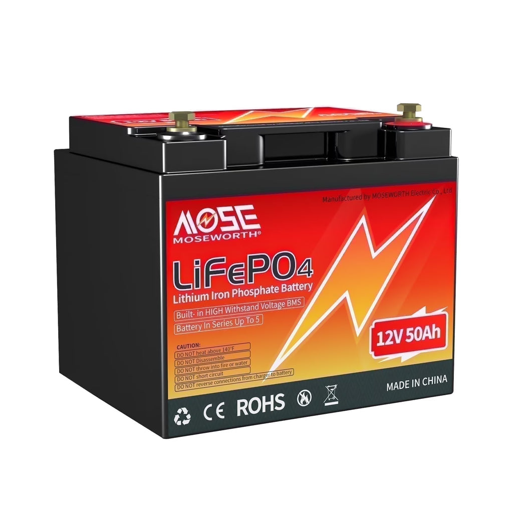 12V 50ah LiFePO4 Battery, Deep Cycles Lithium Battery for RV, Solar, Backup Power & Off Grid, 10 Years Lifetime, Not Car Starter