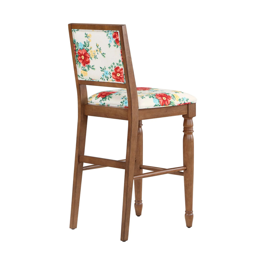 The Pioneer Woman Vintage Floral Bar Stools Made with Solid Wood Frame, Set of 2