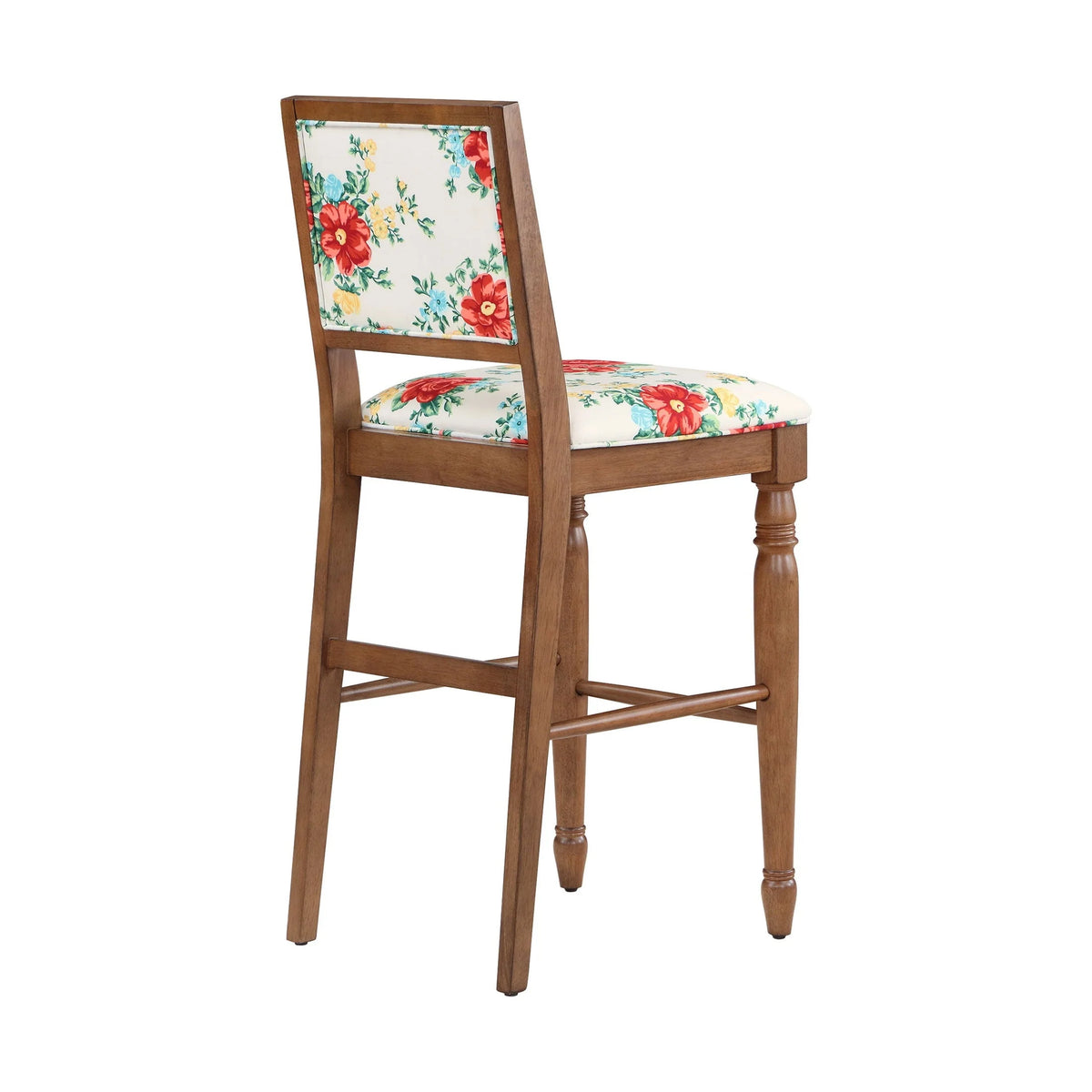 The Pioneer Woman Vintage Floral Bar Stools Made with Solid Wood Frame, Set of 2